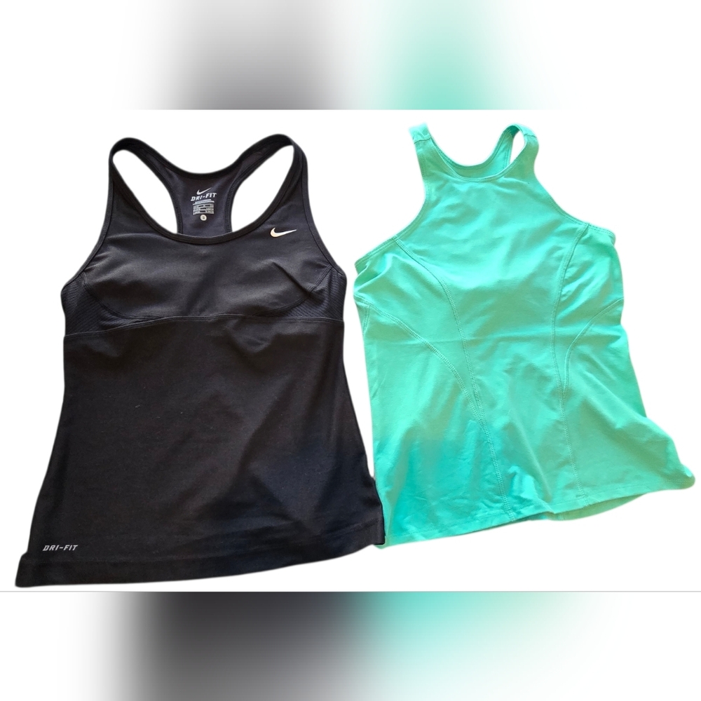 Nike Women’s Set Of 2 Black and Teal Racerback Tank Tops — Pair